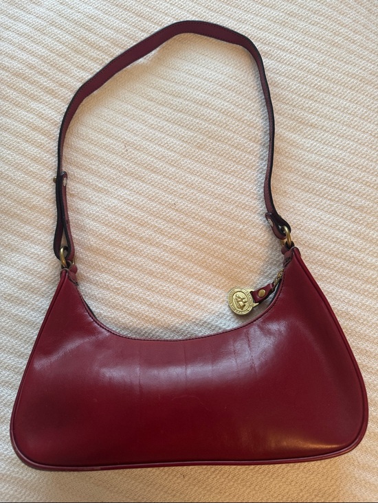 Brahmin Handbags - Brahmin Vintage Red Leather Baguette Shoulder Bag Y2K Minimalist Mini Hobo